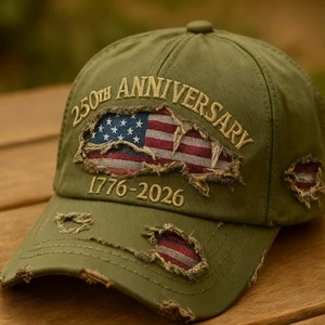 <span class=keywords><strong>Cappellino</strong></span> Casual Effetto Vissuto per il 250° Anniversario USA, Tema Patriottico 1776-2026, Cappello da Baseball Commemorativo - Product Image 1