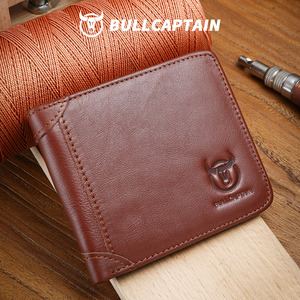 กระเป๋าสตางค์ BULLCAPTAIN รุ่นคลาสสิกสำหรับผู้ชาย ป้องกัน RFID แบบพับได้ ใส่บัตรได้เยอะ ดีไซน์บางเฉียบ เรียบง่าย ใส่กระเป๋าหน้าได้ ผลิตจากหนังแท้ - Product Image 1