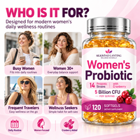 Probiotiques pour femmes, 5 milliards d'UFC, 14 souches, extrait de canneberge, 120 gélules, étiquette personnalisée, complément alimentaire, directement de l'usine