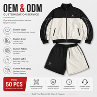 Ensemble de survêtement sportif décontracté pour homme, veste à col montant zippée intégrale noire et blanche, ensemble de 2 pièces, tenue de sport