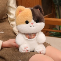 Meilleure Vente : Peluche chat siamois en fourrure de vison, couleur noire, mini chat moelleux avec écharpe, jouet en peluche personnalisé