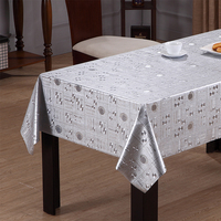 Nappe en PVC blanche et argentée à motifs floraux RNPT, avec support tissé, imperméable et résistante à l'huile, pour table de salle à manger à domicile