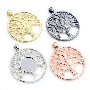 Pendentif à breloques en Rhodium or de 14mm, taille intérieure de haute qualité, feuille d'arbre de couleur, ailes de plumes, Style célèbre, Base de Cabochon, camée - Product Image 4