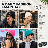 Bonnet en tricot doux à revers, en stock, vente en gros, 30 couleurs, logo personnalisé, chapeau d'hiver, expédition rapide, revendeur en gros