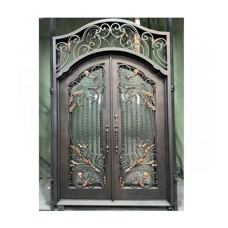 Smeedijzeren Deuren Villa Cast Ontwerp Belangrijkste En Entree Familie Thuis Entry 42X96 Iron-Deuren Pull Vintage Met pauw Muur Ijzeren Deur