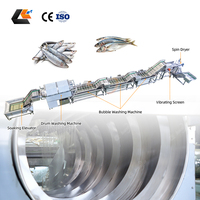 Ligne de production automatique de lavage de crevettes et de nettoyage de poisson en queue de phénix avec séchage à l'air, en acier inoxydable SUS 304/316, capacité 500-800 kg/h