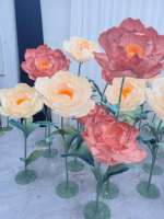 Fleurs de pivoine géantes en papier crépon faites à la main, vente en gros d'usine, pour décorations de mariage, de scène et d'événements