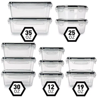 Lot de 12 boîtes de conservation hermétiques avec couvercle à clip, empilables, transparentes, sans BPA, compatibles micro-ondes, pour préparation de repas