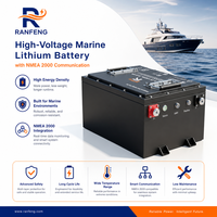 Batería Marina LiFePO4 de 51.2V 100Ah, Comunicación NMEA 2000, IP67 Impermeable, Batería de Litio para Barco Eléctrico