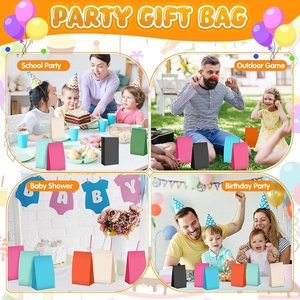 Bolsa <span class=keywords><strong>de</strong></span> Papel Kraft Marrón Colorida Sin Asas para Regalos <span class=keywords><strong>de</strong></span> Comida para Fiestas Escolares, Baby Shower y Cumpleaños - Product Image 5