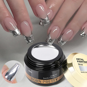 Esmalte de Uñas en Gel Metálico Brillante Súper Plateado BORN PRETTY PRO, Efecto <span class=keywords><strong>Espejo</strong></span> 3D, Gel de Pintura Cromado para Arte de Uñas, Manicura - Product Image 1