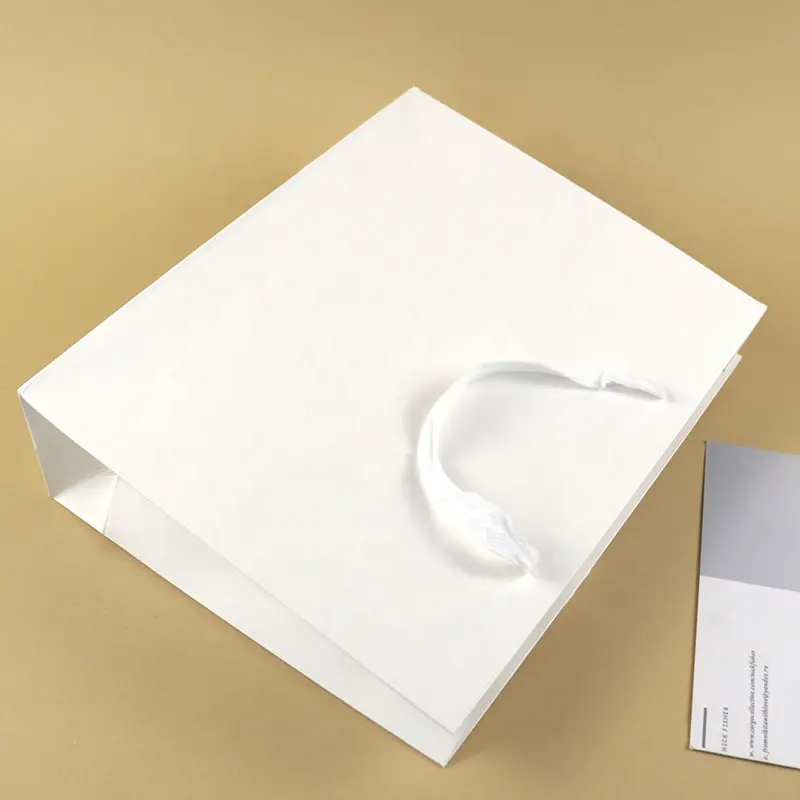 Customized White Cardboard Paper Bags Handbag Design