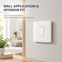 Interrupteur mural simple, moderne, 1 poste, 1 voie, panneau PC, 10A, pour maison, hôtel, usage intérieur