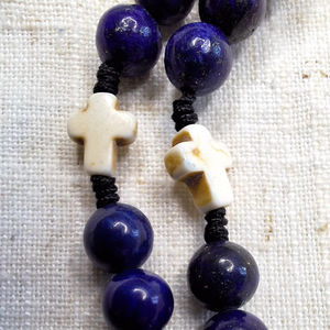 Collier <span class=keywords><strong>de</strong></span> <span class=keywords><strong>prière</strong></span> à cinq dizaines avec fermoir magnétique, perles <span class=keywords><strong>de</strong></span> lapis-lazuli <span class=keywords><strong>de</strong></span> 8 mm, charme spirituel miraculeux <span class=keywords><strong>de</strong></span> la Vierge - Product Image 6