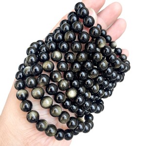 <span class=keywords><strong>Bracelet</strong></span> en <span class=keywords><strong>obsidienne</strong></span> dorée naturelle 7A, perles rondes, pour hommes et femmes, <span class=keywords><strong>bracelet</strong></span> de guérison polyvalent, bracelets très vendus - Product Image 4