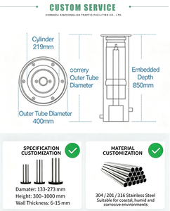 XZL Manual Driveway <strong>Security</strong> Semi-Automatic Hydraulic Bollard Retractable Manual Parking <strong>Barrier</strong> Manual Drop Parking <strong>Barrier</strong> - Product Image 5
