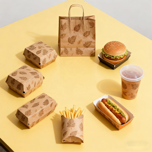 Emballage alimentaire en papier kraft, logo personnalisé, boîte à emporter pour hamburgers et poulet frit, gaufrage, contenants jetables pour la restauration rapide, vente en gros - Product Image 1