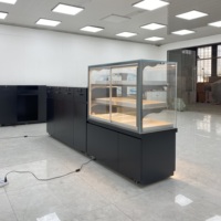 Vitrine de boulangerie moderne à 3 niveaux avec éclairage LED en verre, personnalisable, pour centre commercial, pâtisserie, présentation de gâteaux
