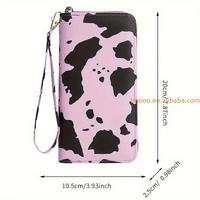 Dompet Panjang Motif Kulit Sapi Harga Pabrik, Multifungsi dengan Ritsleting, Tas Ponsel Modis, Dompet Koin dengan Tali Pergelangan Tangan