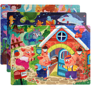 Puzzle plat en <span class=keywords><strong>bois</strong></span> <span class=keywords><strong>de</strong></span> dessin animé animalier <span class=keywords><strong>de</strong></span> 60 pièces, jouet éducatif pour la petite enfance, jouet éducatif pour l'intelligence pour les enfants et les bébés - Product Image 5