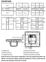 Interrupteur mural intelligent GVS KNX Secure Mirror Glass Push Button Sensor Display 3-Gang avec écran LCD pour l'automatisation intelligente