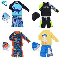 Enfants bébé maillot de bain Bikini ensemble mode été requin imprimé fermeture éclair manches courtes éruption garde maillot de bain chapeau maillots de bain vêtements de plage