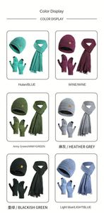 Ensemble 3 pièces bonnet, écharpe et gants en tricot jacquard pour homme et femme, chaud et élégant pour l'hiver - Product Image 3