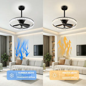 Ventilateur de plafond 23,6'' avec lumière, télécommande APP, 6 vitesses, LED réversible et à intensité variable, élégant ventilateur de plafond en cristal pour chambre à coucher et salon - Product Image 4