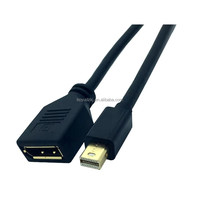 Câble adaptateur mini coaxial DP mâle vers DP femelle pour moniteur stéréo, avec gaine en PVC et blindage en feuille d'aluminium, résolution 2K/4K