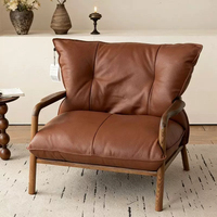 Fauteuil de détente en cuir vert foncé JP Modern avec structure en bois massif et coussin amovible pour la maison