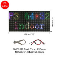 P3 Module d'affichage LED polychrome rvb d'intérieur 192x96mm 64x32 Pixels SMD rvb P3 matrice de panneau LED