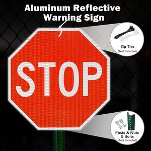 Segnali di Stop Riflettenti di Grado Diamante, Grandi Cartelli <span class=keywords><strong>Stradali</strong></span> ad Alta Intensità, in Alluminio Prismatico Protetto dai Raggi UV - Product Image 6