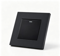 Interrupteur mural simple 86 Type Noir Mat avec voyant lumineux 10A 250V, interrupteur électrique mural encastré