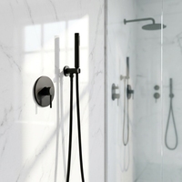 Ensemble de douche mural noir en acier inoxydable dissimulé, finition douce, mitigeur de baignoire, robinet de douche, valve en céramique à poignée unique