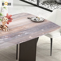 Table à manger et chaises de luxe en marbre ou en bois, ensemble de meubles de restaurant, table à manger et chaises en acier inoxydable pour la maison, en métal
