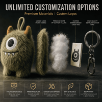 Fabricant de jouets en peluche personnalisés OEM ODM, jouets artistiques, monstres en peluche, porte-clés, animaux en peluche moelleux, pendentifs de sac, vente en gros, approvisionnement direct usine