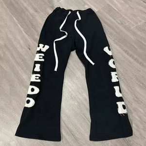 Pantalon de survêtement en toile Hip Hop pour hommes personnalisé 100% coton lourd vieilli pour ourlet évasé - Product Image 3