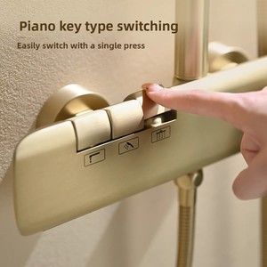 Ensemble <span class=keywords><strong>de</strong></span> douche mural au design moderne et épuré, finition chromée brossée, avec barre coulissante, sans douchette supérieure, pour projets hôteliers et petits appartements, avec mitigeur à <span class=keywords><strong>bouton</strong></span> - Product Image 4