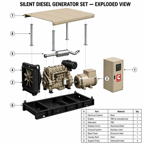 Groupe électrogène diesel Weichai Cummins 22kW 40kW 100kW 120kW, refroidissement par eau, triphasé 50Hz/60Hz, générateur de secours multi-puissance - Product Image 3
