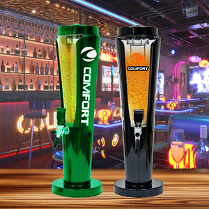 Anpassbarer Logo Bier Turm mit Großem Fassungsvermögen 3L, Hochtransparent, Klar für Bar Zapfhahn, Schwarz, Bier Spender - Product Image 1