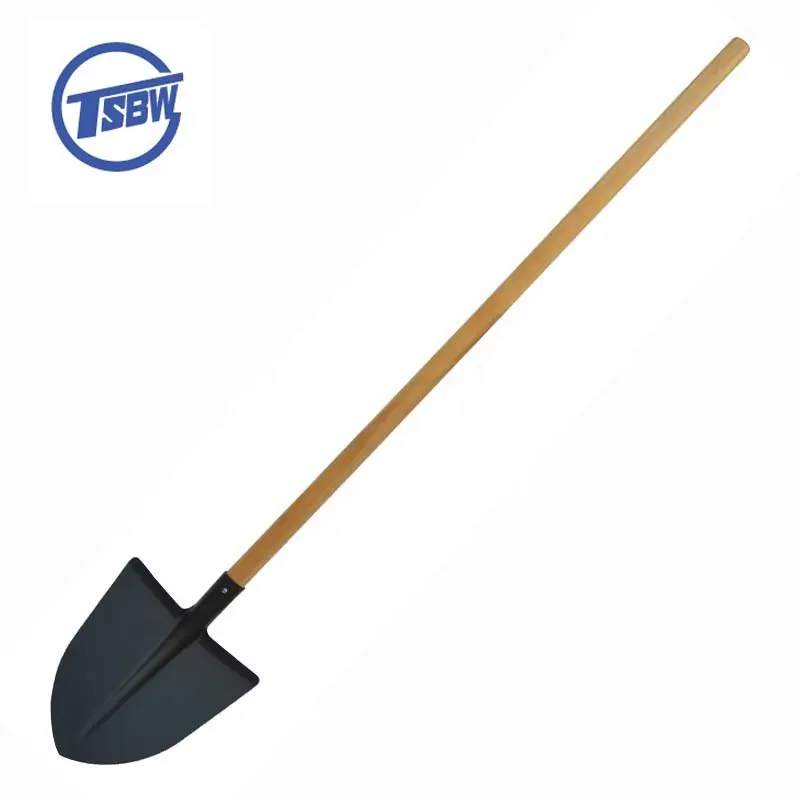 Long wooden handle garden farming digging round mouth all types of European type carbon steel shovel