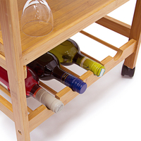 Carrito de Servicio de Cocina con Ruedas, Cajón de Almacenamiento, Estante de 4 Niveles, Encimera, Ruedas con Bloqueo, Carrito de Desayuno de Madera