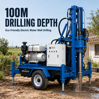 Petite foreuse de puits portable, profondeur 100m, 7,5kW, machine de forage de puits d'eau pour le forage de puits profonds