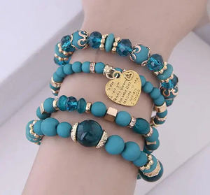 <strong>Korean</strong> Bohemian Multicolor Crystal Beads Rope Bracelets for Women Girls Ethnic Heart <strong>Charm</strong> Wrap Bracelet Set Pulseira Feminina - Product Image 5