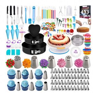 Wholesale Bakeware Christmas <b>Cake</b> Turntable Stand <b>Supplies</b> Kits 413 PCS <b>Cake</b> <b>Decorating</b> Baking Tool Set - Product Image 1