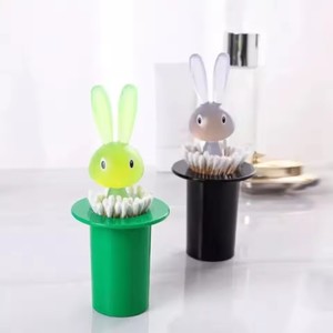 Cartoon Rabbit <b>Toothpick</b> Holder Press Type Self-Lifting Cotton Swab Storage Box Dustproof <b>Toothpick</b> Organizer Dining Table - Product Image 5