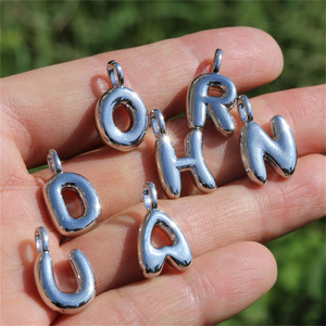 18K oro placcato iniziale in ottone A-Z palloncino con perline con ciondolo collana di gioielli accessori moda ciondoli e ciondoli - Product Image 6