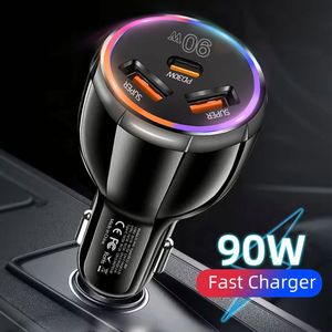 Cargador de Coche USB C Multifuncional Universal Inteligente de 90W con Carga Rápida PD3.0 y QC3.0 para Teléfonos 16, 15, 14 y Samsung - Product Image 4