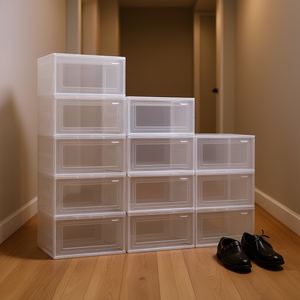 Cajas Apilables para Almacenamiento de Zapatos, Transparentes, Blancas, Paquete de 12, Organizador de Zapatos de Plástico, Tipo Rectangular Vertical - Product Image 2