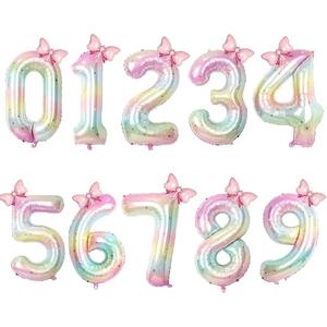 Palloncino Digitale a Forma di Fiocco con Gradiente Cielo Stellato da 40 Pollici per Decorazioni Festa Primo <span class=keywords><strong>Compleanno</strong></span> Bambina - Product Image 1